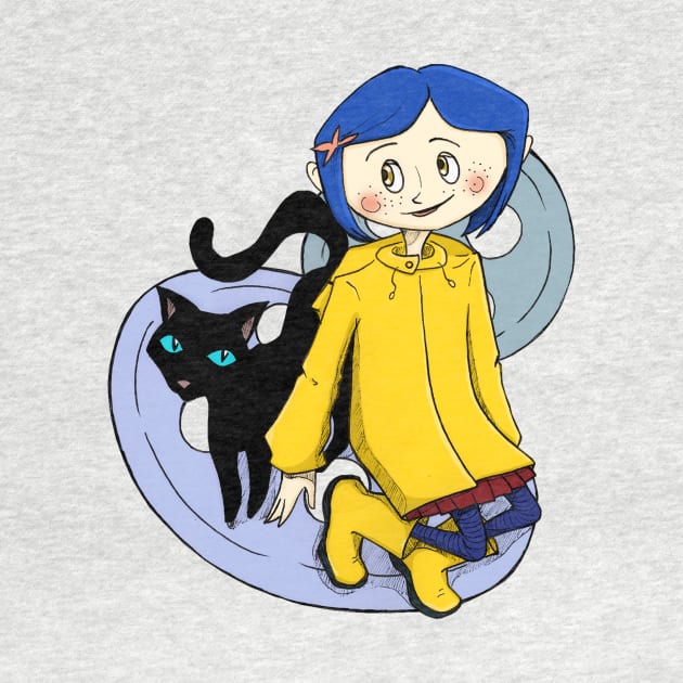 Coraline and Cat by helollart